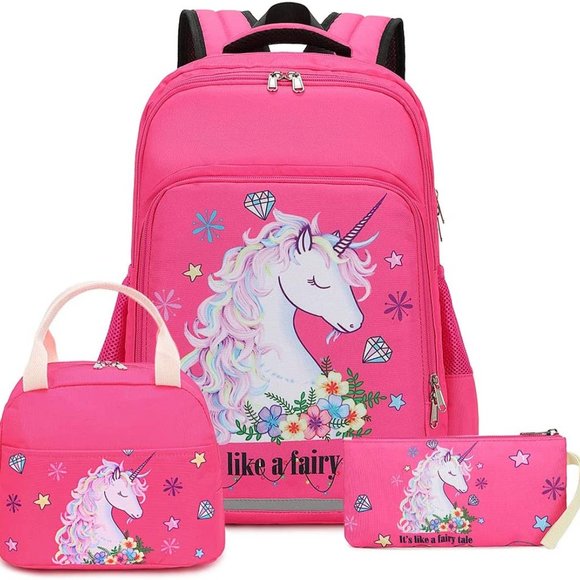 New Girls Backpack Kids Elementary Bookbag Girly School Bag with Insulated Lunch - Picture 14 of 16